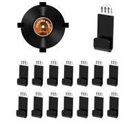 LELE LIFE 15Pcs Vinyl Record Wall Mount Holder, Acrylic Self Adhesive Clear Vinyl Display Shelf No Drill Vinyl Storage Hanger Shelves for Album Covers Display (Black)