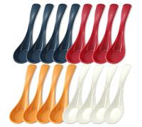 LELE LIFE 16Pcs Asian Soup Spoons, Chinese Japanese Soup Spoon for Ramen Pho Miso Dumpling Wonton Noodle Soba, Dishwasher Safe,4 Colors