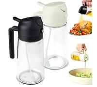LELE LIFE 2 in 1 Oil Dispenser and Oil Sprayer 2Pack, Glass Olive Oil Dispenser Bottle for Kitchen Spray and Pour, 470ml/16oz Olive Oil Sprayer for Cooking, Salad, BBQ