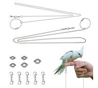 LELE LIFE 2 Pack 1m Bird Leash with 5 Sizes Ankle Rings, Stainless Steel Anti-Bite Parrot Bird Harness Flying Training Chain Leg Rope Outdoor Parrot Alloy Foot Ring
