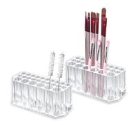 LELE LIFE 2 Pack 26 Slots Makeup Brush Holder Organizer, Clear Acrylic Cosmetic Eyebrow Pencil Lip Liner Holder for Vanity, Desk Pencil Pen Storage Holder