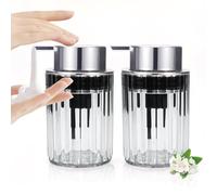 LELE LIFE 2 Pack Foaming Soap Dispenser- Clear Acrylic Foam Hand Soap Dispenser with Silver Pump for Bathroom, Modern Refillable Foaming Soap Bottle, Clear
