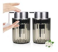 LELE LIFE 2 Pack Foaming Soap Dispenser- Clear Acrylic Foam Hand Soap Dispenser with Silver Pump for Bathroom, Modern Refillable Foaming Soap Bottle,Clear Grey