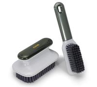 LELE LIFE 2 Pack Laundry Brush Set, Shoe & Clothes Brush, Easy Grip Handle, Portable Household shoe brushes for cleaning, Grey