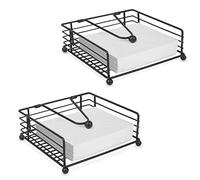 LELE LIFE 2 Pack Napkin Holder for Table with Weighted Arm, Kitchen Napkin Holders for Paper Napkins, Black Flat Napkin Holder Napkin Dispenser, Metal Cocktail Napkin Holder for Dinner