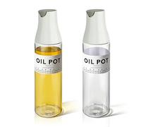 LELE LIFE 2 Pack Oil Dispenser - Auto Flip Non-Drip Spout, 500ml Leakproof Glass Olive Oil and Vinegar Dispenser Bottles Set for Kitchen Cooking, Salad