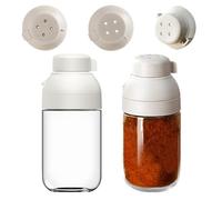 LELE LIFE 2 Pack Salt and Pepper Shaker with Side Pour Spout, 250ml Glass Salt and Pepper Shakers Set, Spice Shaker Sugar Dispenser Pourer Container