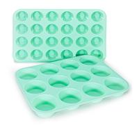 LELE LIFE 2 Pack Silicone Muffin Pan - 12 Cups and 24 Cups Mini Cupcake Pan, Nonstick Silicone Cupcake Molds for Cupcake, Egg Bites, Dishwasher Safe