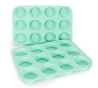 LELE LIFE 2 Pack Silicone Muffin Pan - 12 Cups Cupcake Pan, Nonstick Silicone Cupcake Molds for Cupcake, Egg Bites, Dishwasher Safe (12 Cups)