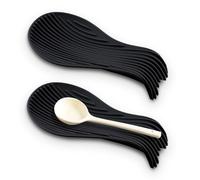 LELE LIFE 2 Pack Silicone Spoon Rest, Long Heat Resistant Spoon Rest for Stove Top and Kitchen Counter, Spoon Holder Cooking Utensil Rest for Spoon, Spatula, Ladle,Black