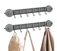 LELE LIFE 2 Pack Suction Cup Hooks for Shower, Bathroom, Kitchen, No Drill Towel Hooks with 6 Sliding Hooks for Tile, Glass Door - Loofah, Towel, Bathrobe, Powerful Suction