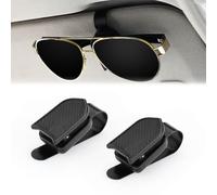 LELE LIFE 2 Pack Sunglass Holder for Car Sun Visor, Glasses Eyeglass Clip Organizer for Car Truck Interior Accessories, Black