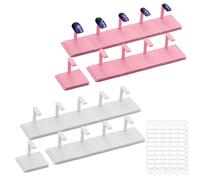 LELE LIFE 20 Pack Nail Stand with 100 Pack Double-Sided Tape, Detachable Press on Nail Holder for Beginner Painting, Art, Display, Acrylic Fake Tip Practice Tool, Home, Salon