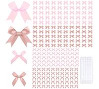 LELE LIFE 200PCS Satin Ribbon Bows with 200PCS Glue Points, 4cm + 8cm, Small Mini Bows for Crafts Gift Wrapping Wedding Birthday Party Decor (Pink + Dusty Rose)