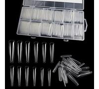 LELE LIFE 240 PCS 12 Size 3XL Coffin Full Cover Nail Tips, Extra Long Clear Nail Tips for Acrylic Nails Professional, No C Curve Fake Nail Tips with Box for DIY Salon, Style C