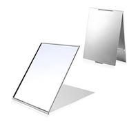LELE LIFE 2Pack Ultra-Slim Portable Folding Mirror, Aluminum Shell, Easy to Carry Travel Makeup Mirror, Desktop Folding Mirror Vanity Mirror, 17×13cm, L