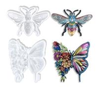 LELE LIFE 2Pcs Butterfly and Bee Silicone Resin Molds, Large 3D Animal Epoxy Resin Molds for Wall Hanging, Desktop Decor, Chocolate Cake Fondant Decorating