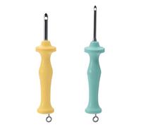 LELE LIFE 2Pcs Punch Needle, 3.5mm + 5mm Embroidery Punch Needle Tool with Screw Eye and Ergonomic Handle, Punch Needle Kit Adults Beginner, Yellow+Green