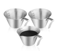LELE LIFE 3 Pack Espresso Measuring Cup, 100ml 304 Stainless Steel Espresso Shot Cups, Stackable Espresso Pouring Cup with Spout and Handle Espresso Accessories (Silver)