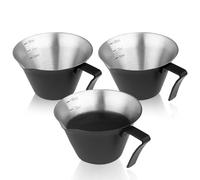 LELE LIFE 3 Pack Espresso Measuring Cup, 100ml 304 Stainless Steel Espresso Shot Cups, Stackable Espresso Pouring Cup with Spout and Handle Espresso Accessories (Matte Black)