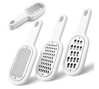 LELE LIFE 3 Pack Hand Held Cheese Grater for Kitchen Stainless Steel, Small Stackable Storage Zester Grater with Handle for Cheese Lemon Ginger Nutmeg Garlic Citrus Potato