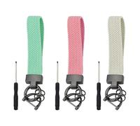 LELE LIFE 3 Pack Stretchy Keychain Wristlet, Key Chain for Car Keys with Carabiner Clip, D Ring and 2 Keyrings, Cute Wrist Lanyard for Women Men, Beige+Pink+Green