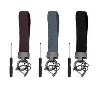 LELE LIFE 3 Pack Stretchy Keychain Wristlet, Key Chain for Car Keys with Carabiner Clip, D Ring and 2 Keyrings, Cute Wrist Lanyard for Women Men, Black+Grey+Purple