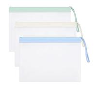 LELE LIFE 3 Pack Waterproof Zipper Document Pouch, Thickened A4 File Bag Clear Filing Folder Organizer for Paper, Project, Puzzle, Board Game Storage with Hand Strap