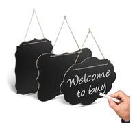 LELE LIFE 3 Pcs Hanging Chalkboard Sign with String, 17x23cm Double-Sided Wood Erasable Small Chalk Board Sign Board Blackboard Menu Message Board Chalkboard for Wall