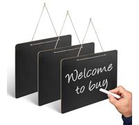 LELE LIFE 3 Pcs Hanging Chalkboard Sign with String, 7.9x9.8in Double-Sided Wood Erasable Small Chalk Board Sign Board Blackboard Menu Message Board Chalkboard for Wall