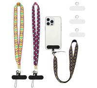 LELE LIFE 3Pcs Cell Phone Lanyard with 6Pcs Phone Tether Tab, Boho Universal Phone Neck Strap, Wide Phone Lanyards for Around the Neck, Phone Case Lanyard Holder for All Phones