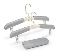 LELE LIFE 3Pcs Foldable Hangers with Clips, Travel Hangers Non Slip Clothes Hangers Skirt Hangers Folding Hangers for Traveling Collapsible Hangers Portable Hangers, Grey