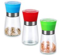 LELE LIFE 3Pcs Pepper Grinder Pepper Mill, Salt Grinder Refillable, Adjustable Coarseness Black Pepper Grinder Set, Spice Peppercorn Sea Salt Shaker with Ceramic Blades