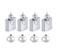 LELE LIFE 4 Pack 1oz Mini Flask Keychain, Leakproof Pocket Stainless Steel Small Hidden Hip Tampon Flask for Women Men, Liquor Alcohol Whiskey Wine Bottle with 4 Funnels, 1oz