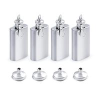 LELE LIFE 4 Pack 2oz Mini Flask Keychain, Leakproof Pocket Stainless Steel Small Hidden Hip Tampon Flask for Women Men, Liquor Alcohol Whiskey Wine Bottle with 4 Funnels, 2oz