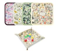 LELE LIFE 4 Pack Dice Tray for Rolling, Vintage Flower Folding Dice Box Tabletop Mat, PU Leather Board Game Storage Holder for DND Accessories