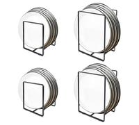 LELE LIFE 4 Pack Plate Organizer Holder, Vertical Metal Dish Drying Rack Storage Stand for Cabinet, Cupboard, Kitchen Counter, 2 Large 2 Small (Black)