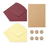 LELE LIFE 46Pcs Stationary Set and Envelopes (20 Lined Stationery Paper + 20 Linen Texture Vintage Envelope + 6 Wax Seal Stickers) for Letter Writing, 2 Colors Stationary Kit