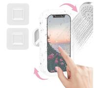LELE LIFE 480° Rotation Shower Phone Holder Waterproof with Touch Screen, Adjustable Wall Mount Shower Phone Case for Bathroom Bathtub Kitchen, Up to 7" Cell Phone (White)