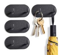 LELE LIFE 4Pcs Key Holder Wall Mount Adhesive Hooks, Decorative Sticky Key Hanger Rack No Damage, Stick on Hooks for Hanging Towel Hat Coat, L Hook Black
