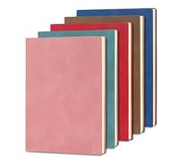 LELE LIFE 5 Pack Lined Journal Notebook, Comfortable Soft Cover Leather Bulk Journals for Writing Women Men, A5 Notebooks for Work School Note Taking Business (Multicolor)