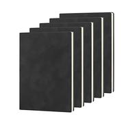 LELE LIFE 5 Pack Lined Journal Notebook, Comfortable Soft Cover Leather Bulk Journals for Writing Women Men, A5 Notebooks for Work School Note Taking Business (Black)
