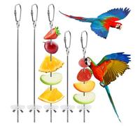 LELE LIFE 5Pcs Bird Cage Food Holder, Hanging Parrot Fruit Vegetable Skewer, Stainless Steel Bird Foraging Toys Bird Cage Feeder for Parakeet Budgie Bird Cage Accessories