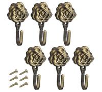 LELE LIFE 6 Pieces Vintage Decorative Wall Hooks, Coat Rack Wall Mount Metal Towel Hooks for Bathrooms Hanging Coats, Bags, Keys, Antique Bronze