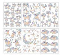 LELE LIFE 70Pcs Window Stickers for Birds Strike Prevention, 6 Patterns Anti Collision Rainbow Window Clings, Prism Sun Catchers Indoor Window Decals for Glass Windows