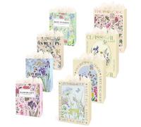 LELE LIFE 8 Pack Floral Gift Bags Assorted Sizes with 4 Tissue Paper, 4 Large 32.5cm + 4 Medium 24cm, Flower Present Bag with Handles for Birthday, Wedding, Bridal Shower