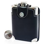 LELE LIFE 8oz/230ml Hip Flask with Belt Leather Case, Easy to Carry, 18/8 304 Stainless Steel Hip Flask for Liquor, Leak Proof Drinking Flask with Small Funnel