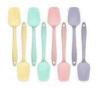 LELE LIFE 8Pcs Silicone Spatula Spoon, 21cm Small Rubber Spatula Set, Heat Resistant Non Stick Silicone Spoon Scraper Cooking Mixing Baking Utensils, 4 Pastel Colors