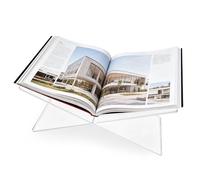 LELE LIFE Acrylic Book Stand, Clear Book Holder for Reading Open Display Stand for Cookbook, Magazine, Recipe, Bible on Kitchen Counter or Desktop, Transparent