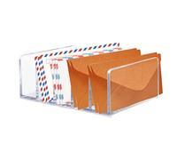 LELE LIFE Acrylic Mail Organizer for Desk, 5 Compartments Thick Clear Mail Holder Letter Sorter Countertop, Modern Office Home Desk Organizer for Envelope Fill Bill (1Pc)